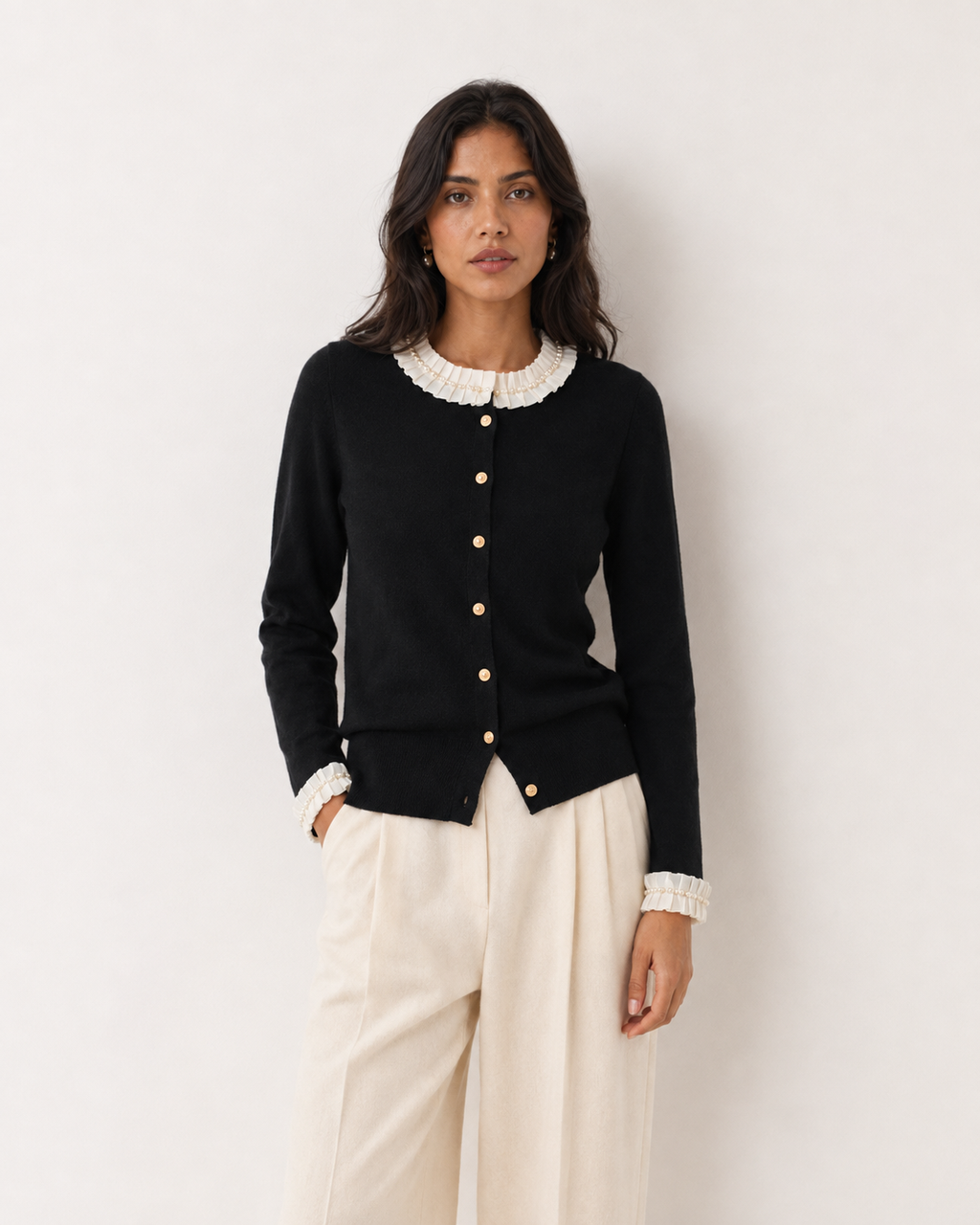 Embellished Round-Neck Cardigan