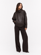 Oversized Leather-Effect Bomber Jacket