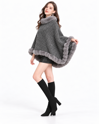 Trimmed Round-Neck Poncho