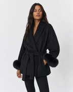 Plush-Trim Open-Front Jacket