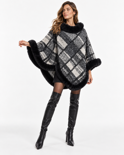 Striped Trimmed Poncho