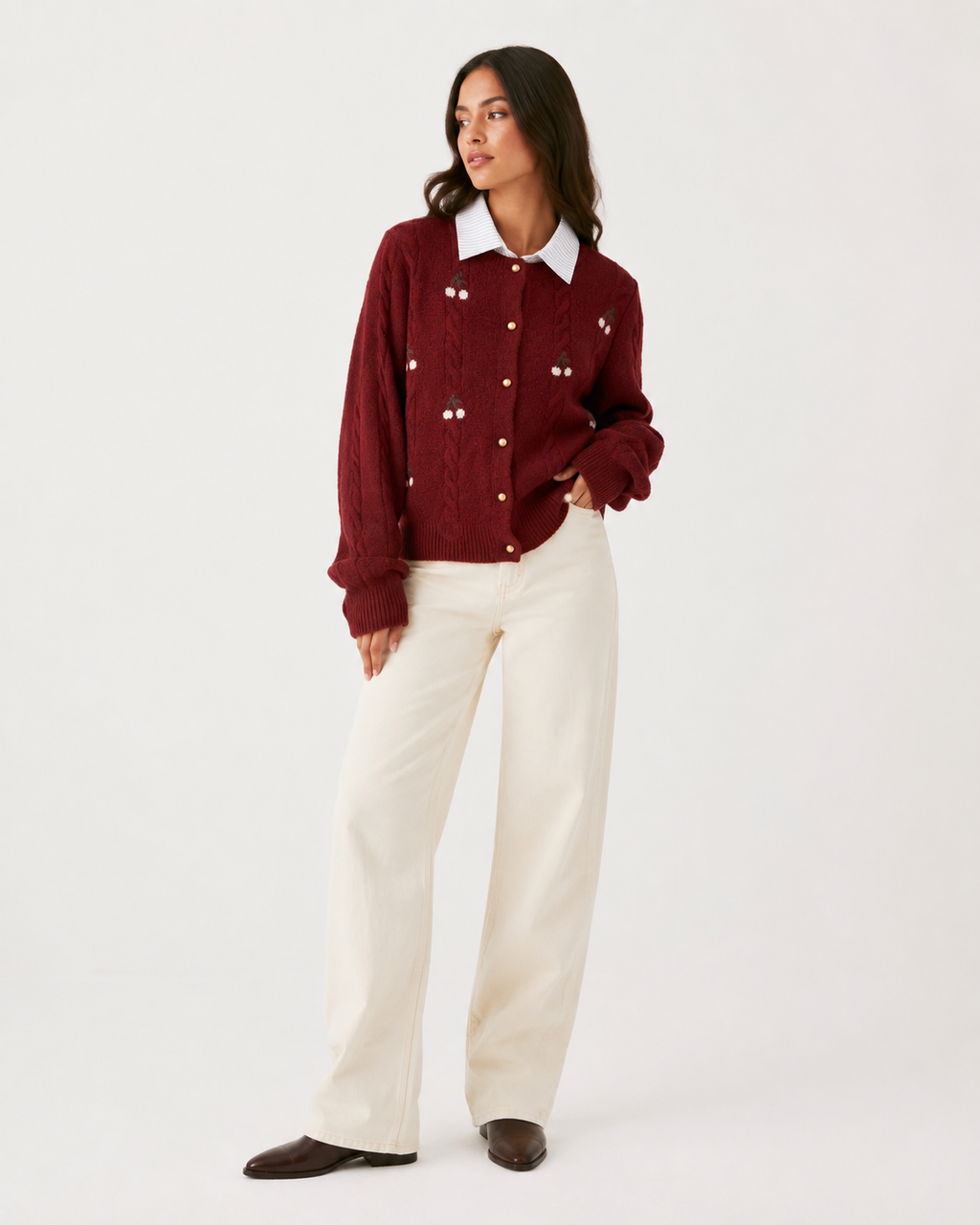 Relaxed Collared Knit Cardigan