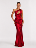 One-Shoulder Ruched Cut-Out Maxi Dress