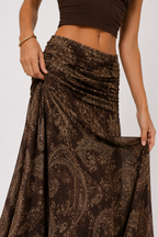 Printed A-Line Maxi Skirt