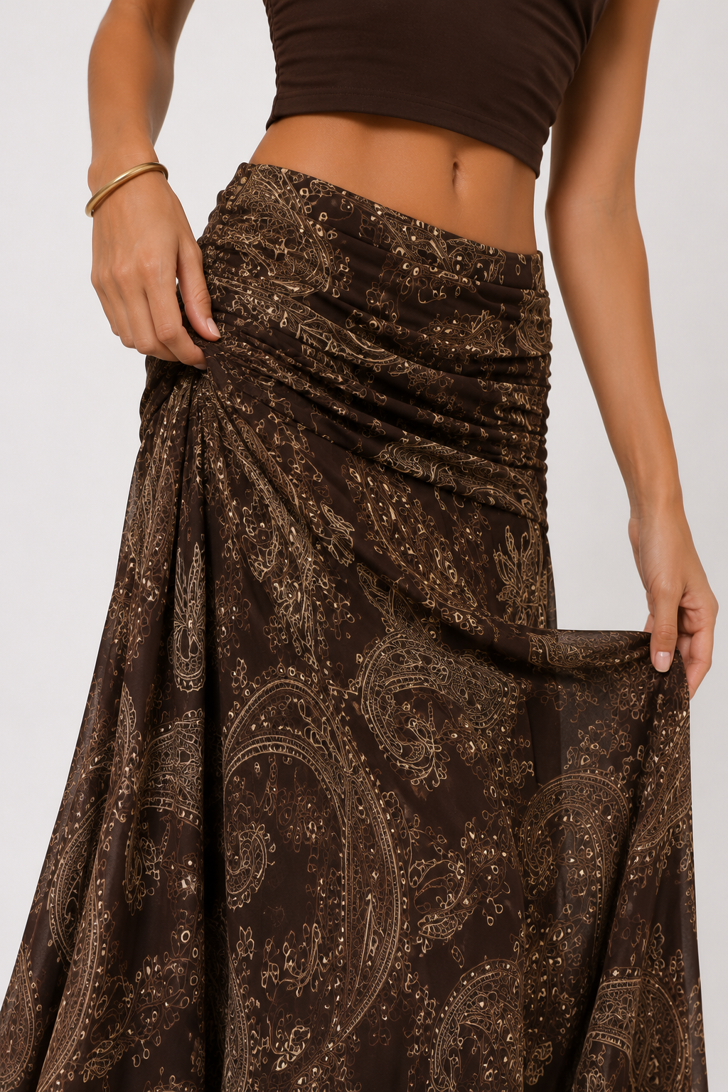 Printed A-Line Maxi Skirt