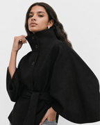 Cape-Sleeve Buttoned Coat
