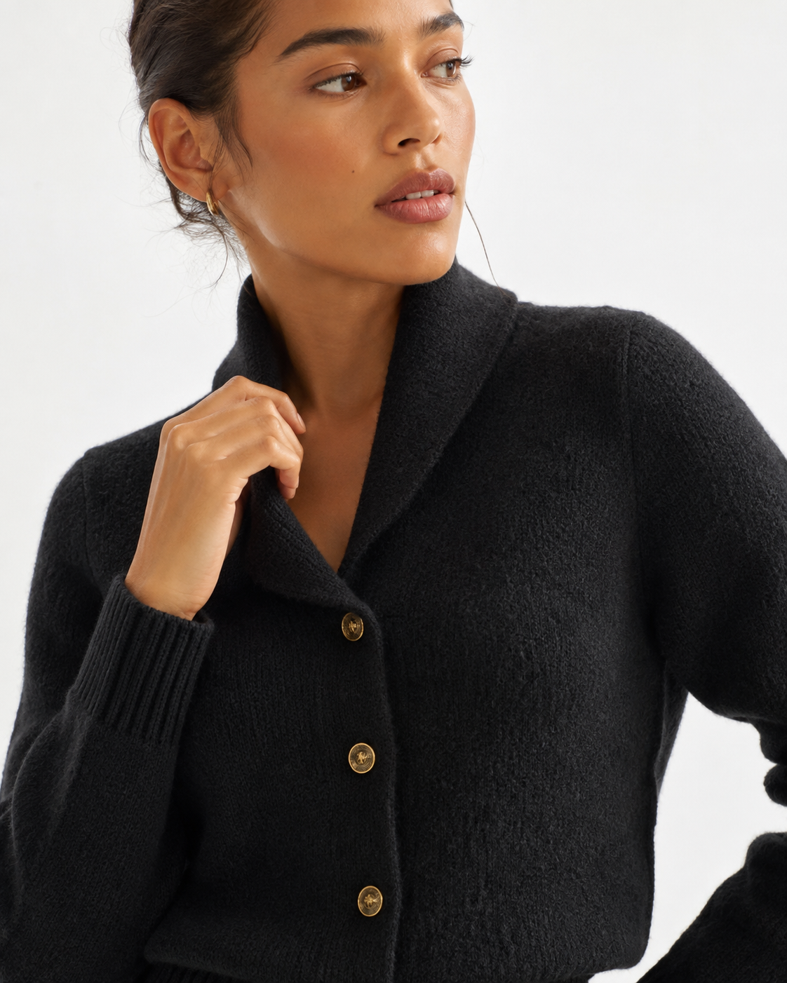 Fine-Knit Collared Cardigan