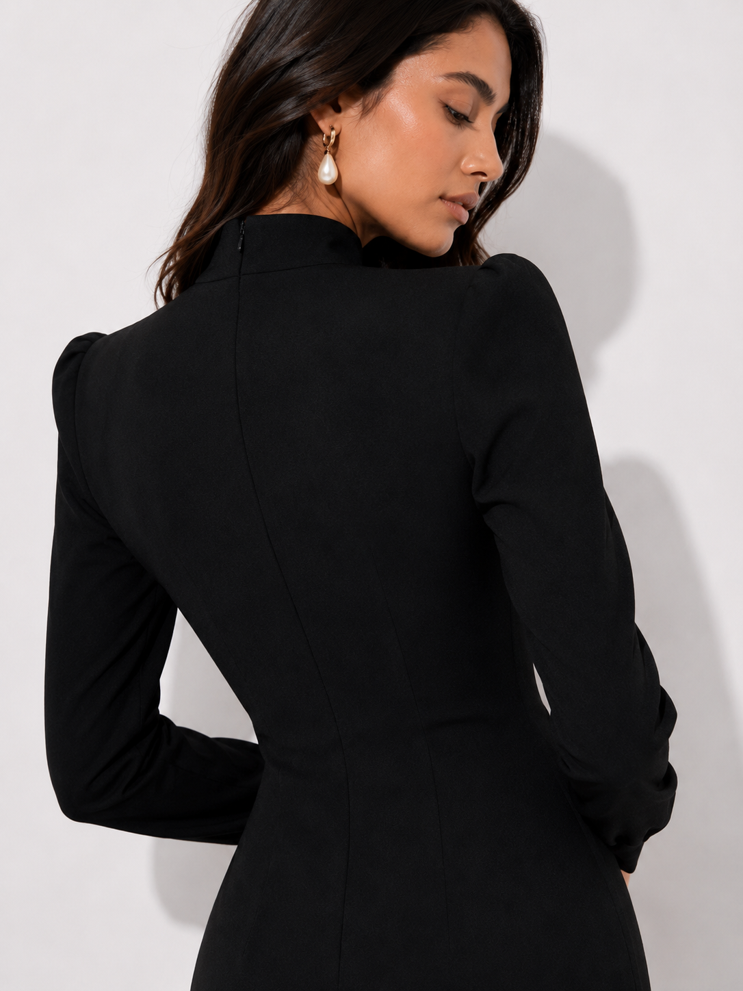 Long-Sleeve Sculpted Midi Dress