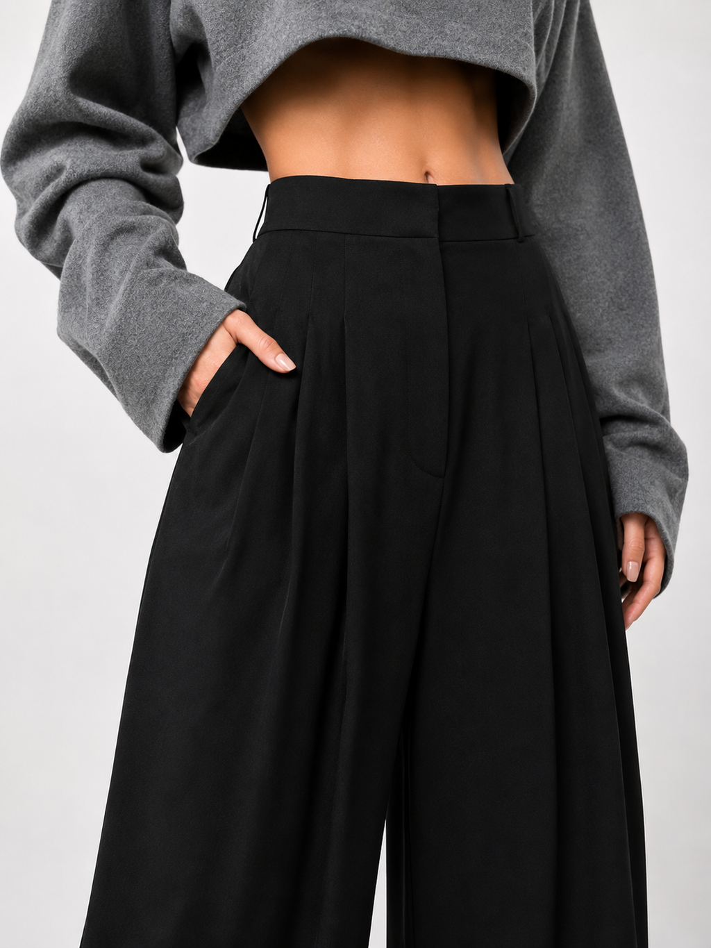 Relaxed High-Waist Wide-Leg Trousers