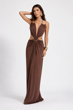 Halter Cut-Out Backless Maxi Dress