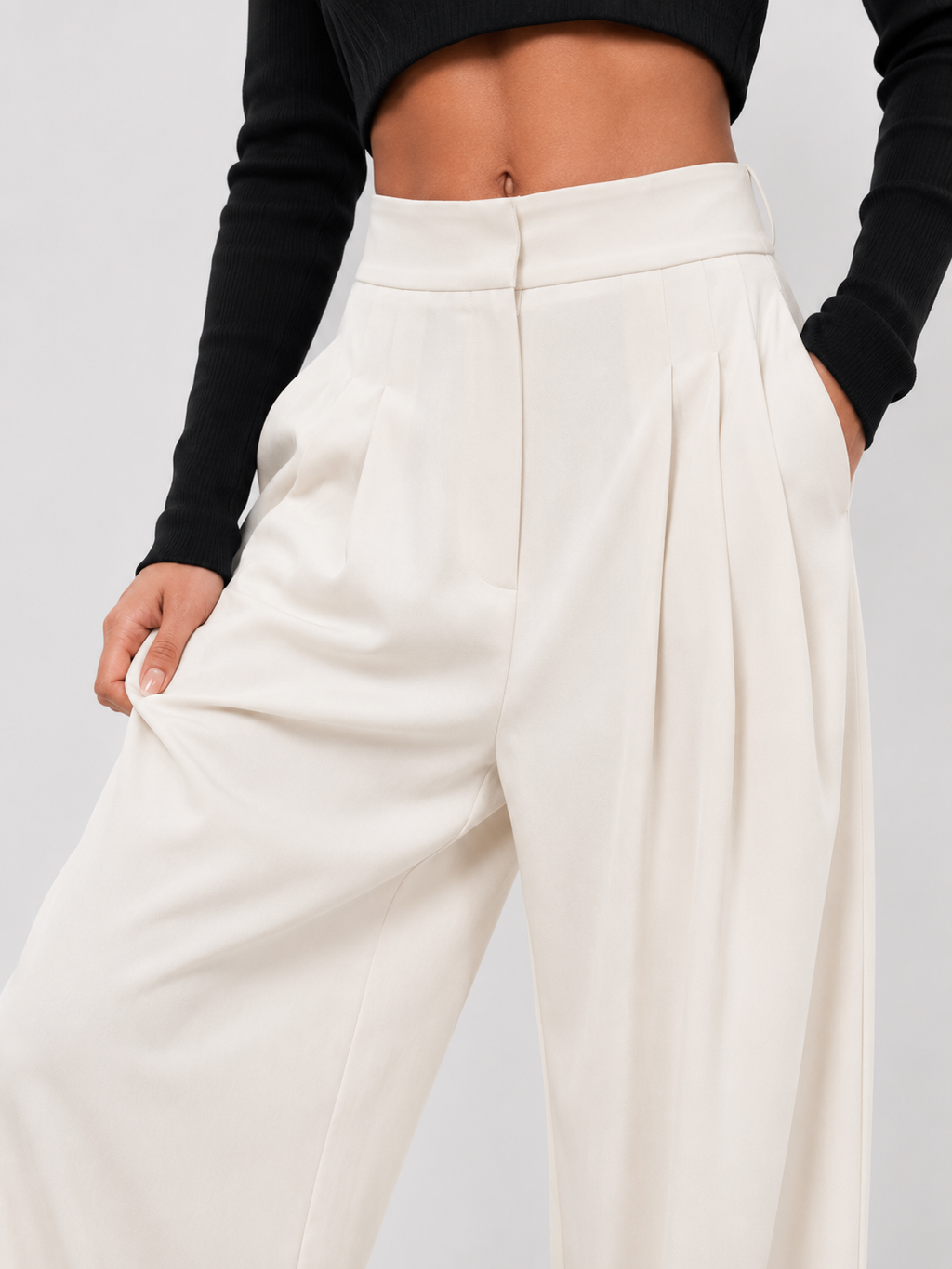 Relaxed High-Waist Wide-Leg Trousers