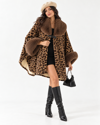 Animal-Print Batwing Cape