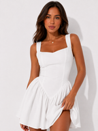 Square-Neck Flared Mini Dress