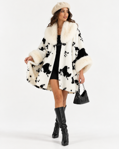 Animal-Print Batwing Cape