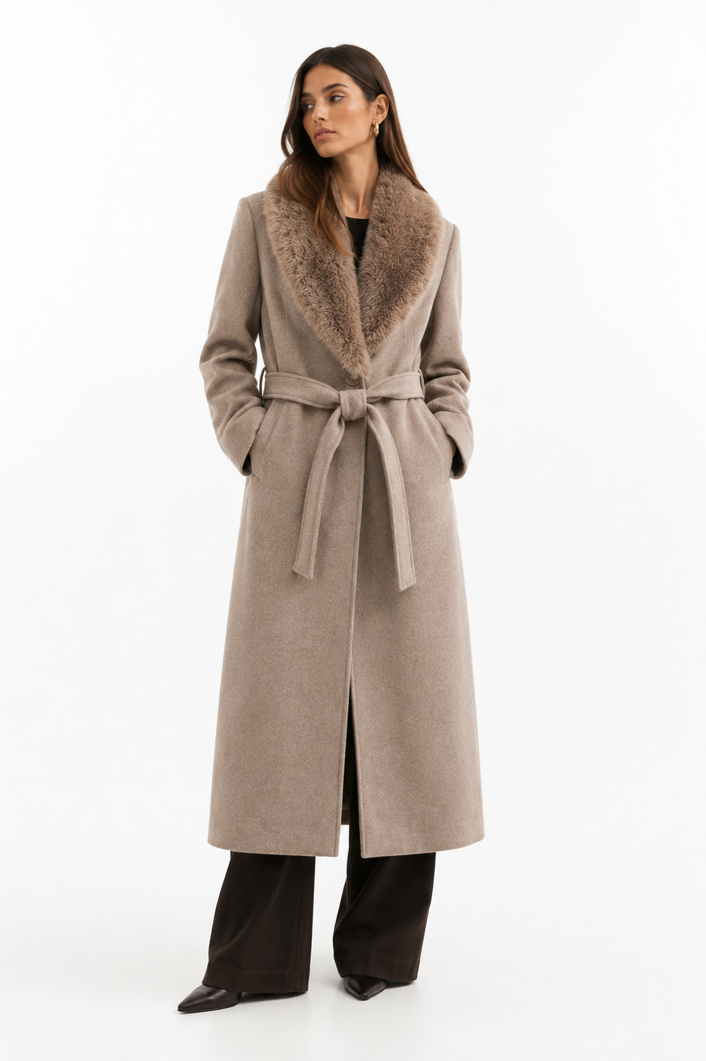 Belted Bordeaux Longline Coat