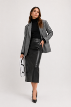 Split-Hem Leather-Effect Pencil Skirt
