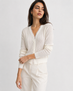 Lace-Trim V-Neck Cardigan