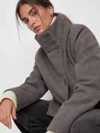 High-Collar Buttoned Jacket