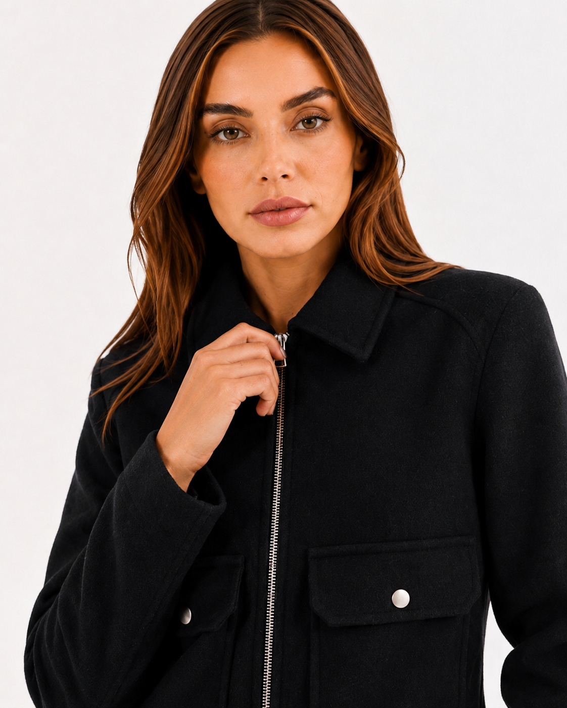 Collared Zip-Front Jacket