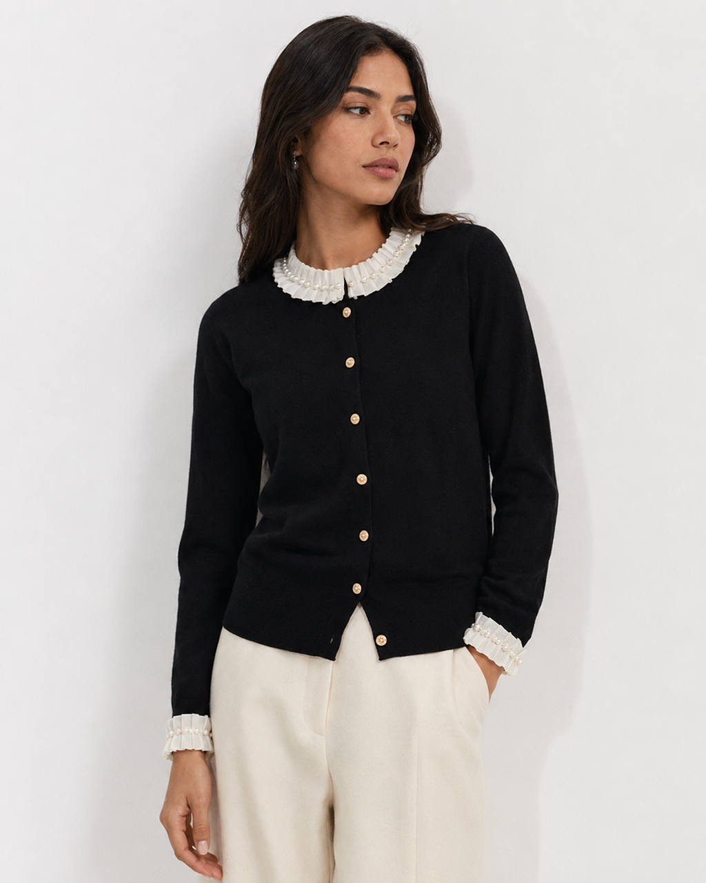 Embellished Round-Neck Cardigan