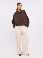Relaxed Collared Bomber Jacket