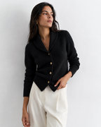 Fine-Knit Collared Cardigan