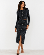 Bouclé Knit Cardigan & Midi Skirt Co-Ord Set