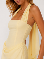 Halter Draped Bodycon Mini Dress