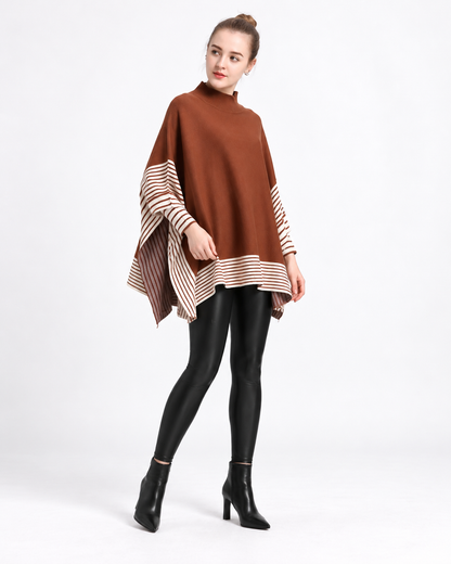 Striped Turtleneck Poncho