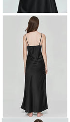 Satin-Finish Maxi Slip Dress with Floral Lace Trim