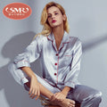Satin-Finish Tailored Pyjama Set with Contrast Trim