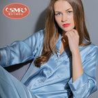 Satin-Finish Tailored Pyjama Set with Contrast Trim