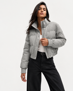 Cropped Padded Funnel-Neck Jacket