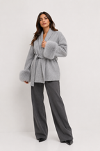 Plush-Trim Open-Front Jacket