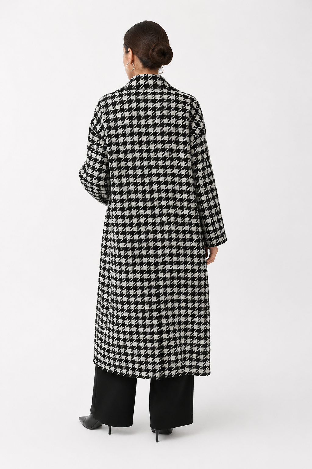 Houndstooth Double-Breasted Coat