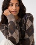 Diamond-Pattern Knit Cardigan