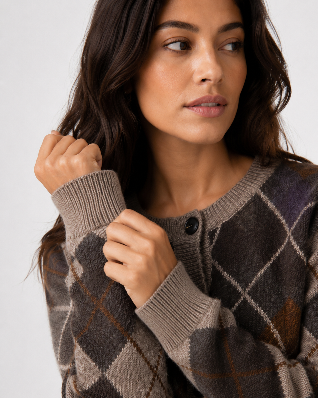Diamond-Pattern Knit Cardigan
