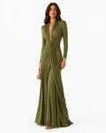 Twist-Waist V-Neck Maxi Dress
