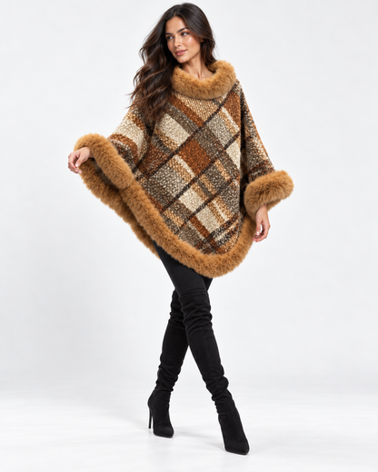 Striped Trimmed Poncho