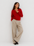 Button-Front Cropped Knit Cardigan