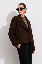 Cropped Double-Breasted Wool-Blend Trench Jacket