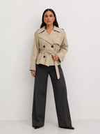 Belted Peplum Trench Jacket