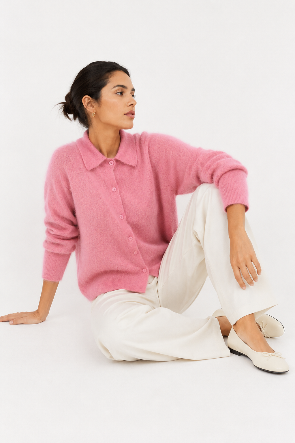 Brushed Collared Cardigan