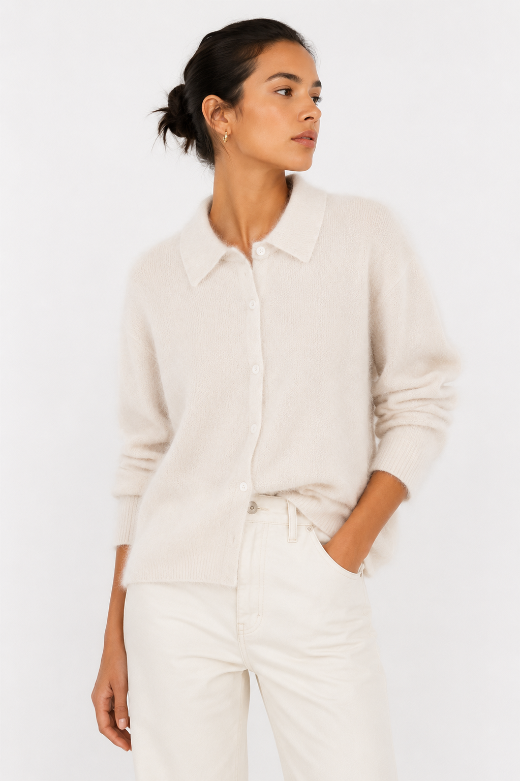 Brushed Collared Cardigan