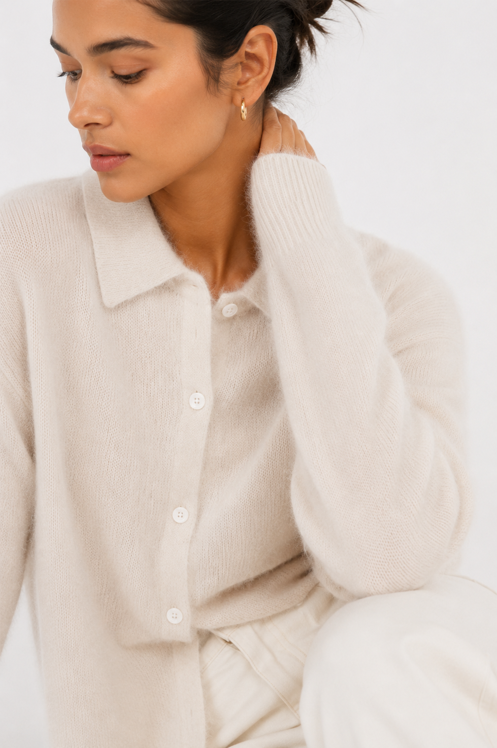 Brushed Collared Cardigan