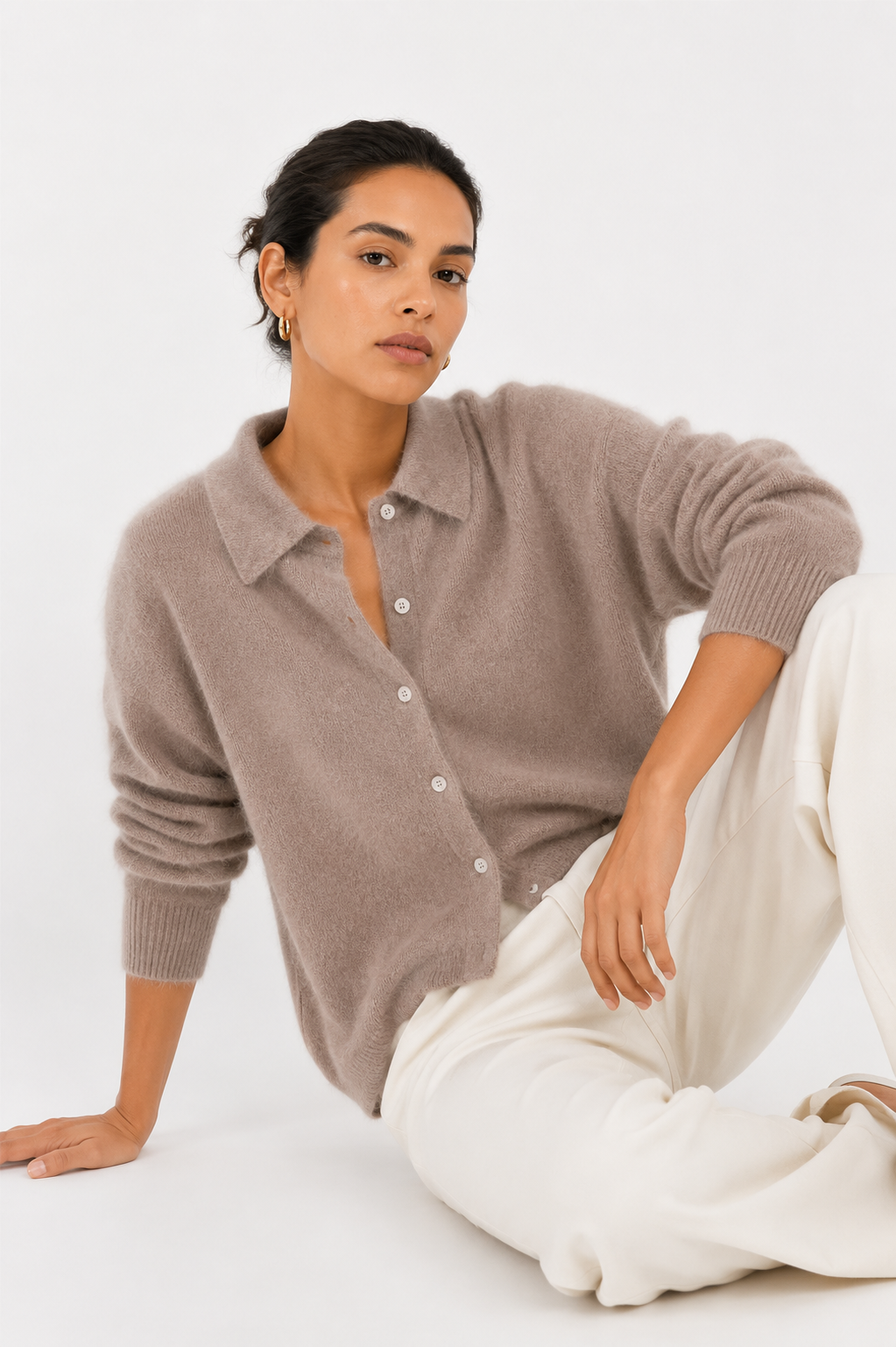 Brushed Collared Cardigan