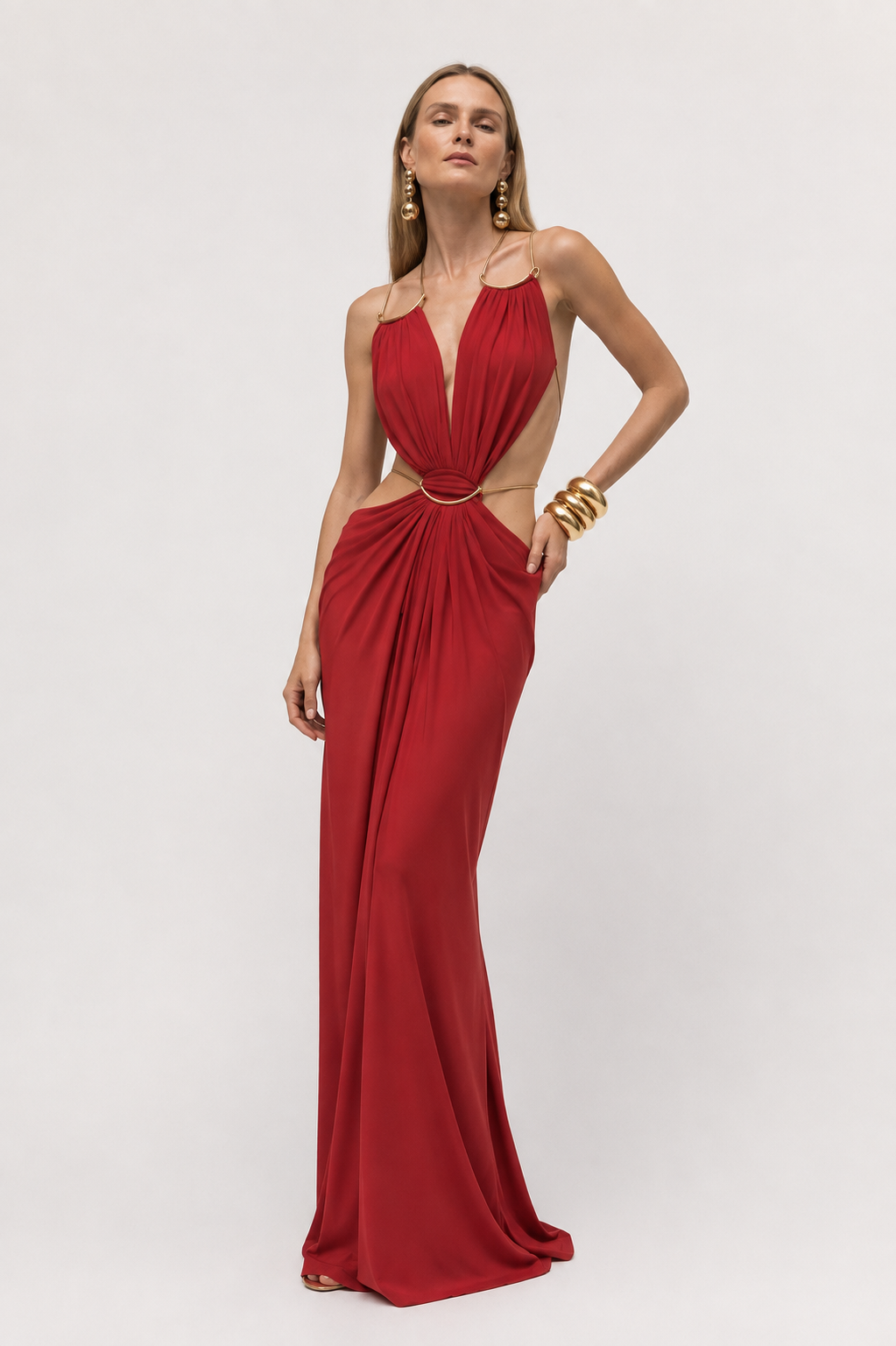 Halter Cut-Out Backless Maxi Dress