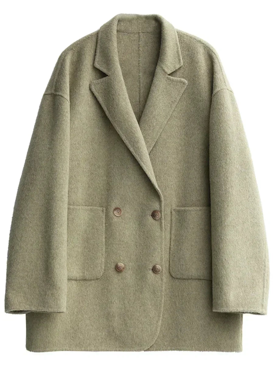 Oversized Textured Wool-Blend Short Coat