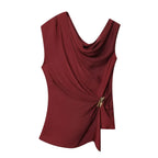 Draped Buckle One-Shoulder Co-ord Set