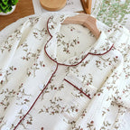 Premium Muslin Cotton Long Pyjama Set with Fine Piping